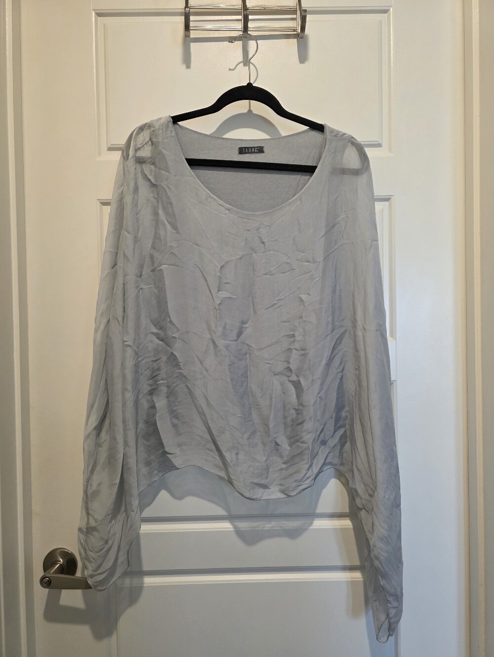 Light Gray Long Sleeve Scoop Neck Blouse